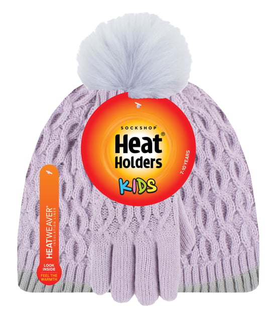 Heat Holders Meisjes Thermische Pom Pom Muts En Handschoenen - Lavendel Vorst - Image 2