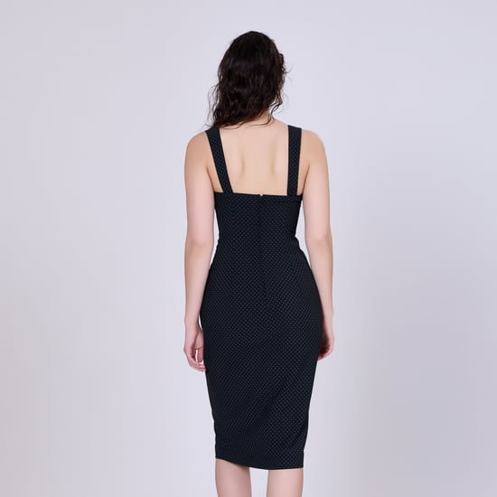 Sleeveless sheath dress mini dots print