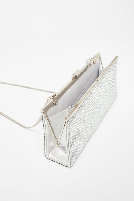 Silver Diamante Clutch Bag