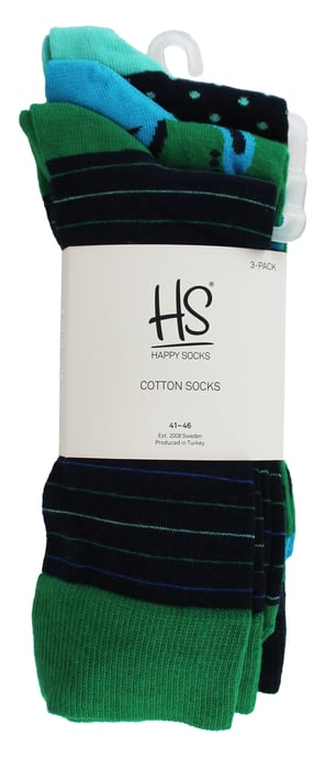 HS by Happy Socks - Heren 3-Pack Leuke Fop Kousen - Streep (Groen) - Image 2
