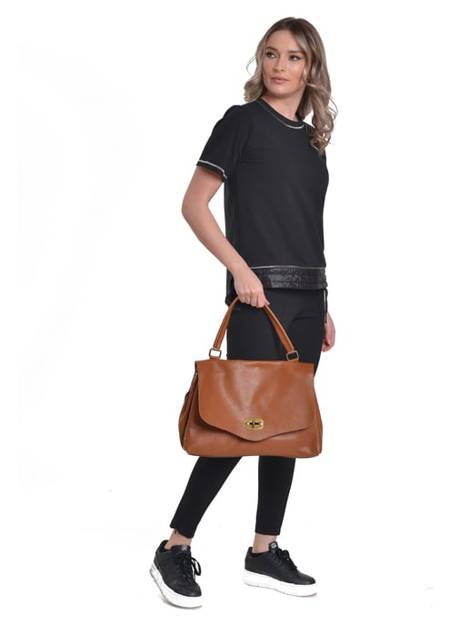 Anna Luchini SS22 AL 1766 Bruin Rundleer Tas - Image 5