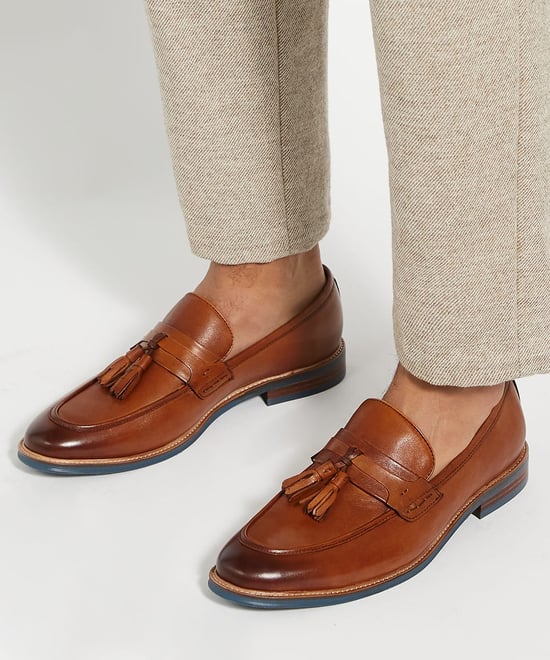 Dune heren Simley - Leer contrast zool Tassel Loafers - Image 3