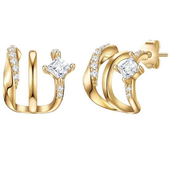 Stud earring sterling silver yellow gold zirconia  white Glanzstücke München - Image 1