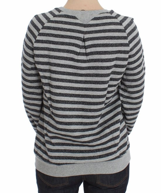Exte Vrouwen Grijs Gestreept Katoenen Crewneck Sweater - Image 3