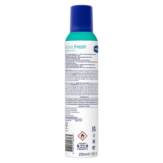 Vaseline ProDerma Anti Perspirant Deodorant For Women, Active Fresh, 3 Pk, 250ml