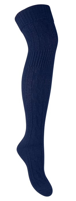 Steven - Dames 1 Paar Over De Knie Wol Sokken | Winter Warme Lange Sokken - Blauw - Image 1