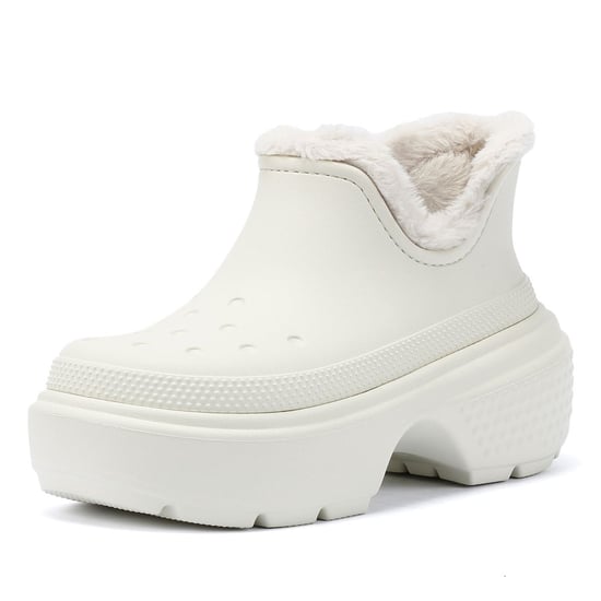 Crocs Stomp gevoerde korte dameslaars Off White - Image 3
