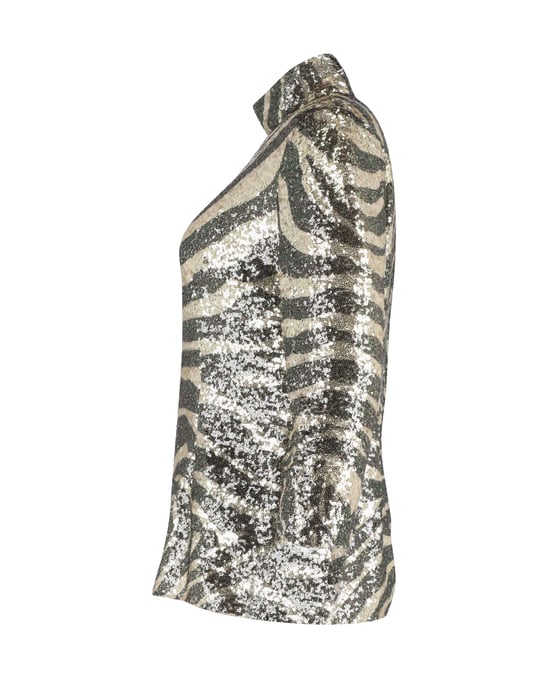 Dolce & Gabbana Zebra Print Turtleneck Top in Multicolor Sequins - Image 2