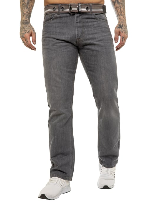 Enzo | Heren Designer Regular Fit Denim Jeans - Grijs - Image 1