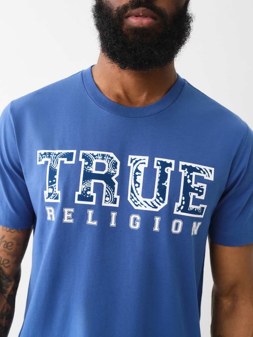 Short Sleeve Paisley Flock Tee in Blue