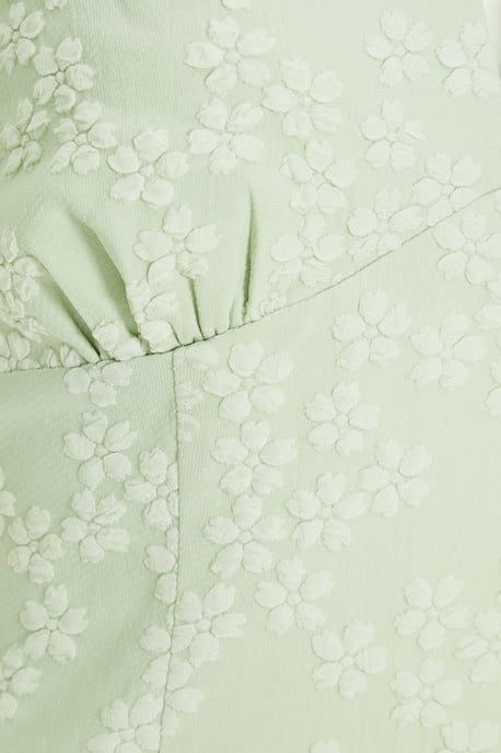 Sage Green Jacquard Bardot Midi Dress