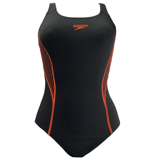 Speedo Placement Dames Zwart/Oranje Zwempak - Image 1