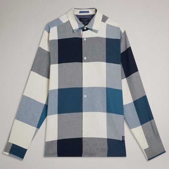Men's Ted Baker Neetly Long Sleeve Scale Check Shirt in Blue