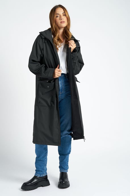 Black Rubberised Raincoat