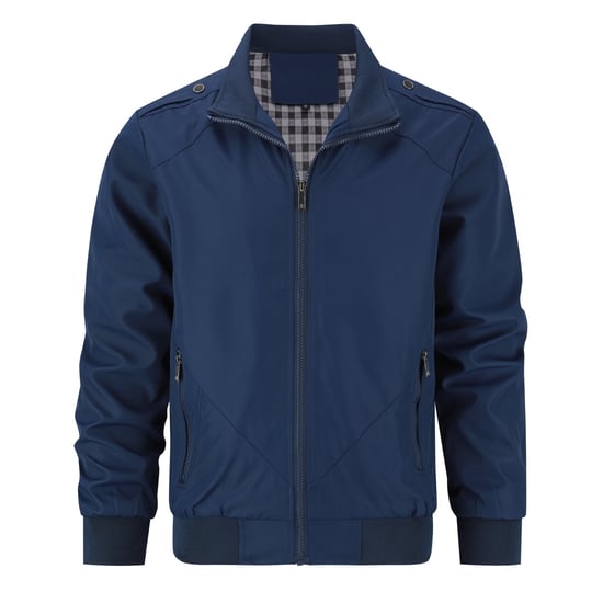Men's Bomber Jacket with Stand-Up Collar, Transitional Jacket for Autumn, Casual Sports Jacket Blue