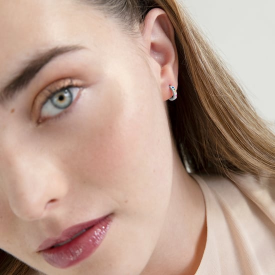 Luxenter hoepel oorbellen, 925 sterling zilver, leofcar en veelkleurige zirkonia met gerhodineerde afwerking - Image 3