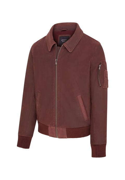 Mens Burgundy A2 Cowhide Leather Bomber Jacket-Eura