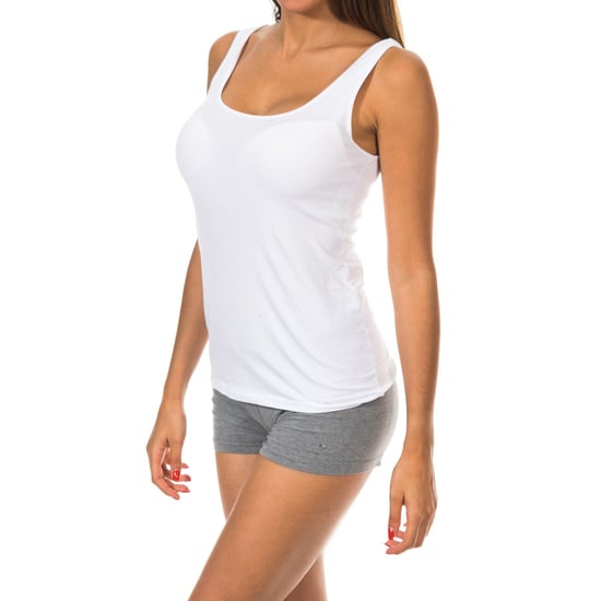Women's Wide Strap Round Neckline Lightweight Fabric T-shirt 1045201