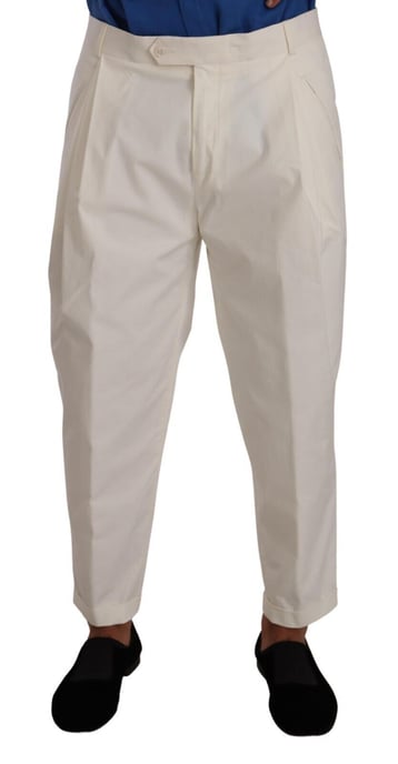 Dolce & Gabbana Witte Katoenen Stretch Dress Pants met Logo-details - Image 1