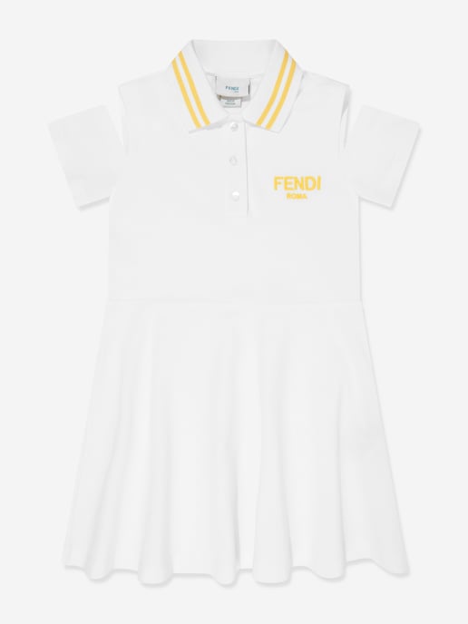 Fendi Meisjes Logo Polo Jurk in Wit - Image 1