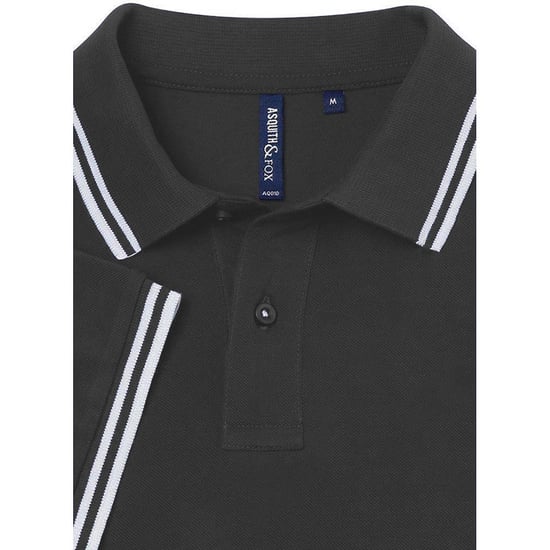 Asquith & Fox Heren Klassiek Fit getipt Poloshirt (Houtskool/Wit) - Image 2