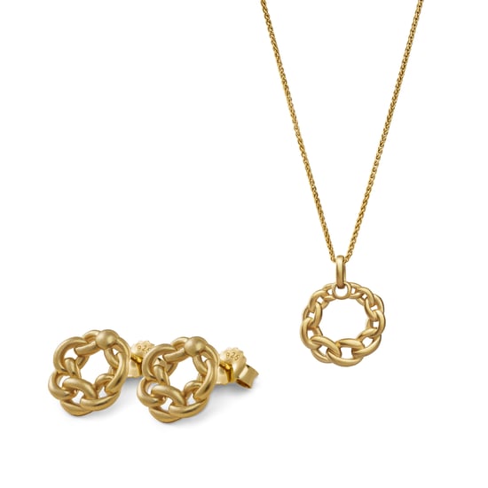 Orphelia 'Estelle' Dames 925 Sterling Zilveren Set: Ketting-Hanger + Oorbellen - Gouden SET-7516/G - Image 1