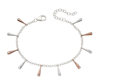 Elements Silver Womens 925 Sterling Silver & Rose Gold Plating Charm Bracelet of Length 21cm B5059