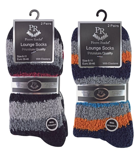 Sock Snob 4 Paar Heren Antislip Pantoffel Gezellige Sokken - Zwart / Oranje Streep - Image 2
