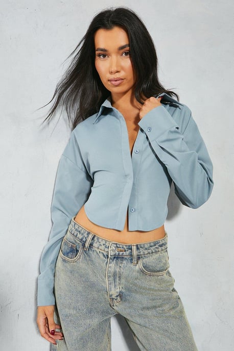 Ruched Strap Detail Cut Out Fitted Shirt