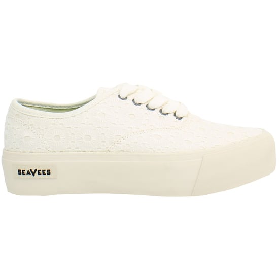 Seavees Legend Platform Borduur Dames Witte Schoenen - Image 1