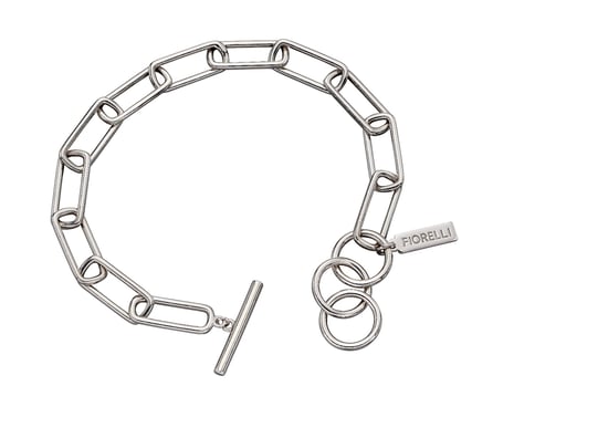 Fiorelli Silver Womens 925 Sterling Silver Wide Link Chain Charm Carrier Bracelet of Length 19cm