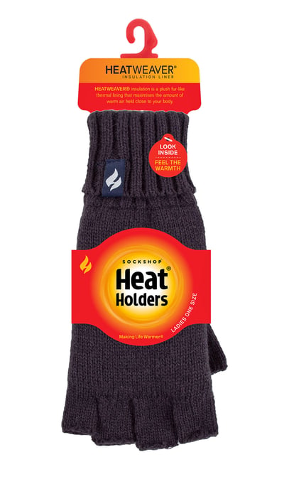 Heat Holders - Solide gebreide vingerloze dameshandschoenen - Navy Solid - Image 2