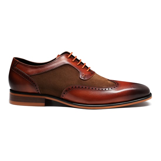 Herenschoen met klassieke sierstiksels Zakelijke schoenen Glad leer Lage schoenen Bruin - Image 5