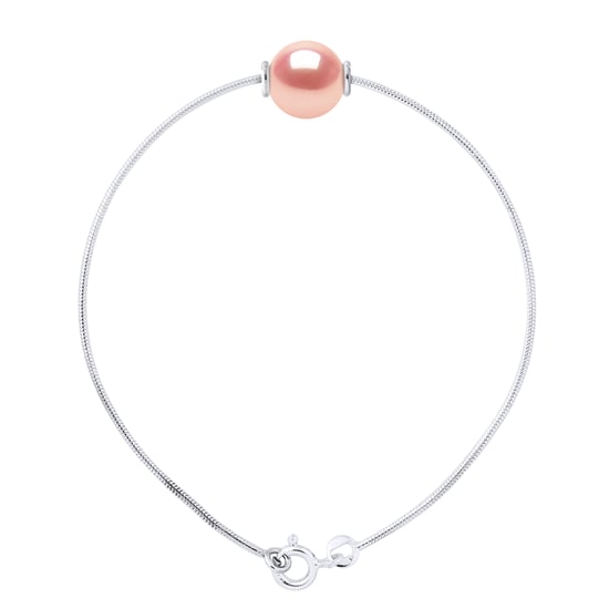 Mesh Bracelet Serpentine Round Freshwater Pearl and Rose Natural 9-10 mm 925