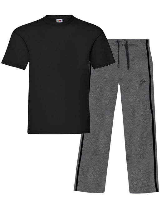 Enzo | Heren T-shirt & Broek Loungewear Set - Zwart/Charcoal - Image 1