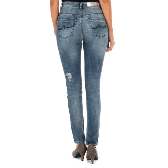 Long denim pants with straight hem cut 10DB50280 woman
