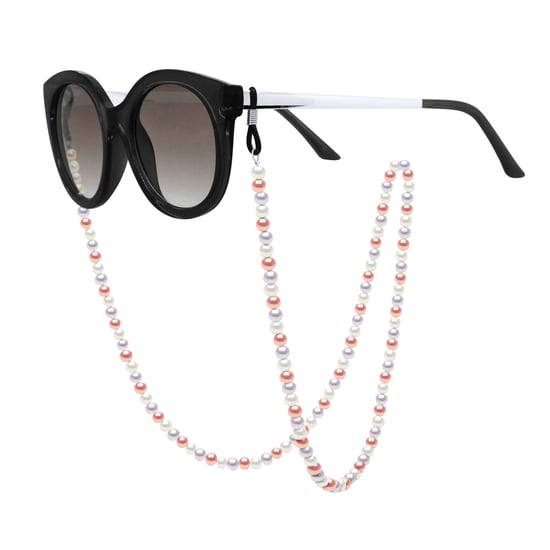 Row of Pearls Glasses Holder - Real Cultured Freshwater Pearls Semi Round-Round 5-6 mm