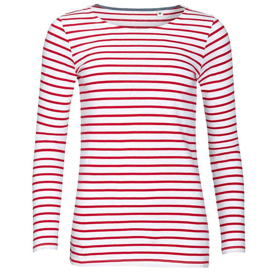 SOLS Dames/Dames Marine Gestreept T-shirt met Lange Mouwen (Wit/rood) - Image 1