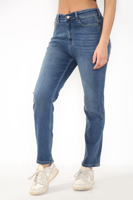 Dames Magic Shaping hoog getailleerde jeans met rechte pijpen in blauw - Image 1