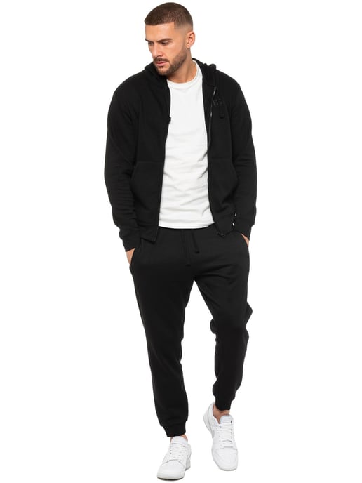 Enzo | Mens Zip Hoodie Tracksuit Set - Black