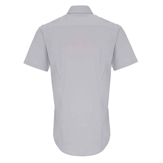 Premier Heren Rekken Pasvorm Poplin Korte Mouwen Shirt (Zilver) - Image 2