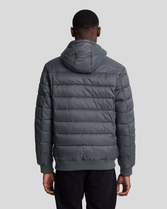 Lyle & Scott merk gunmetal grijs gewatteerd jack met capuchon - Image 4