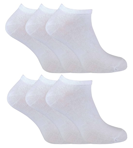 Set van 6 uniseks ademende, katoenrijke sneakersokken - Wit - Image 1