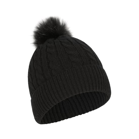 Mountain Warehouse Womens/Ladies Pom Pom Faux Fur Lined Beanie (Black)