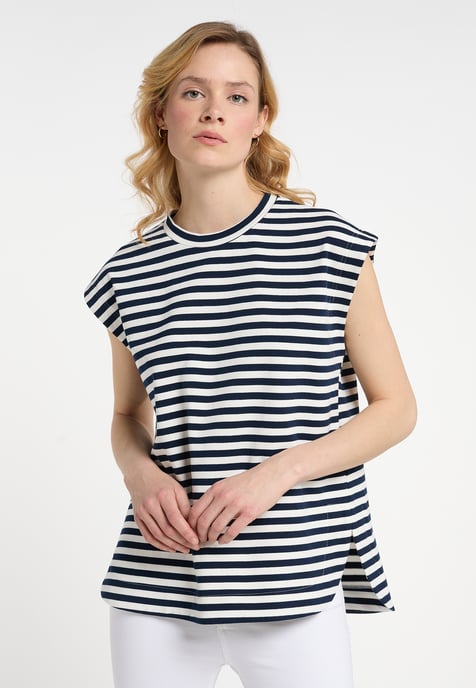 Dreimaster T-shirt Dames marine wit - Image 3