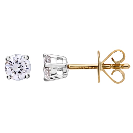 Diamanten oorknopjes, 18kt geelgoud IJ/I ronde briljant gecertificeerde diamanten oorbellen, 0,33 ct diamantgewicht - Image 2