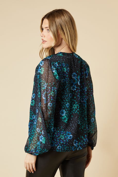 Patchwork Floral Chiffon Overhead Shirt
