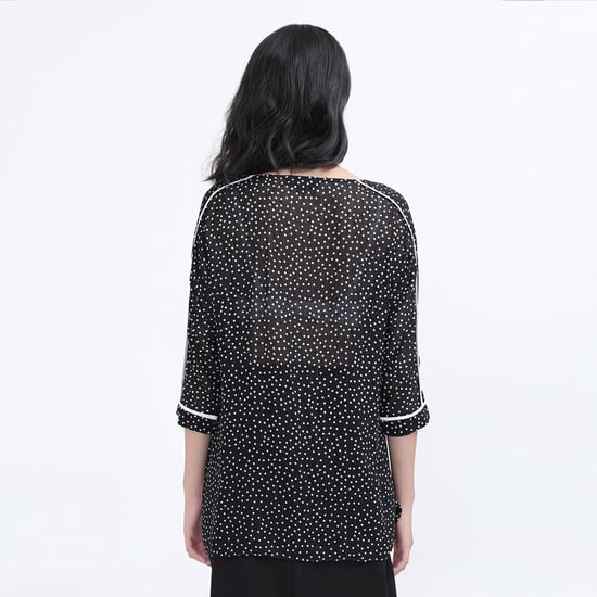 Polka dots witte trim chiffon blouse - Image 3