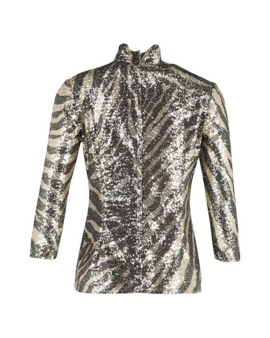 Dolce & Gabbana Zebra Print Turtleneck Top in Multicolor Sequins - Image 3