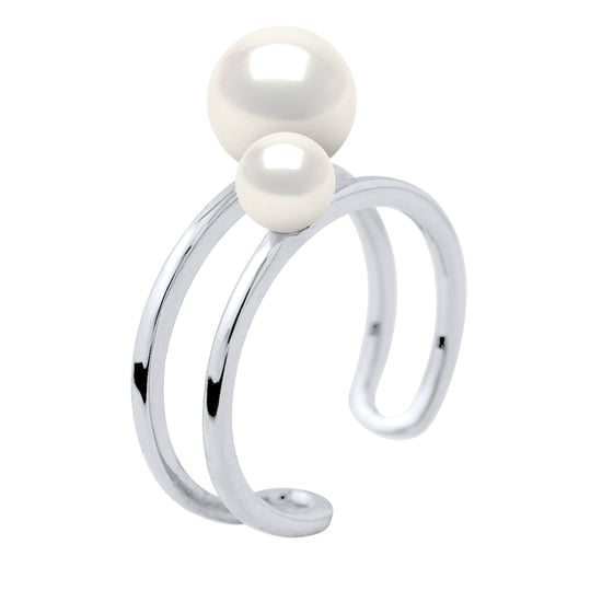 DIADEMA - Ring DUO - 2 Real Freshwater Pearls - White